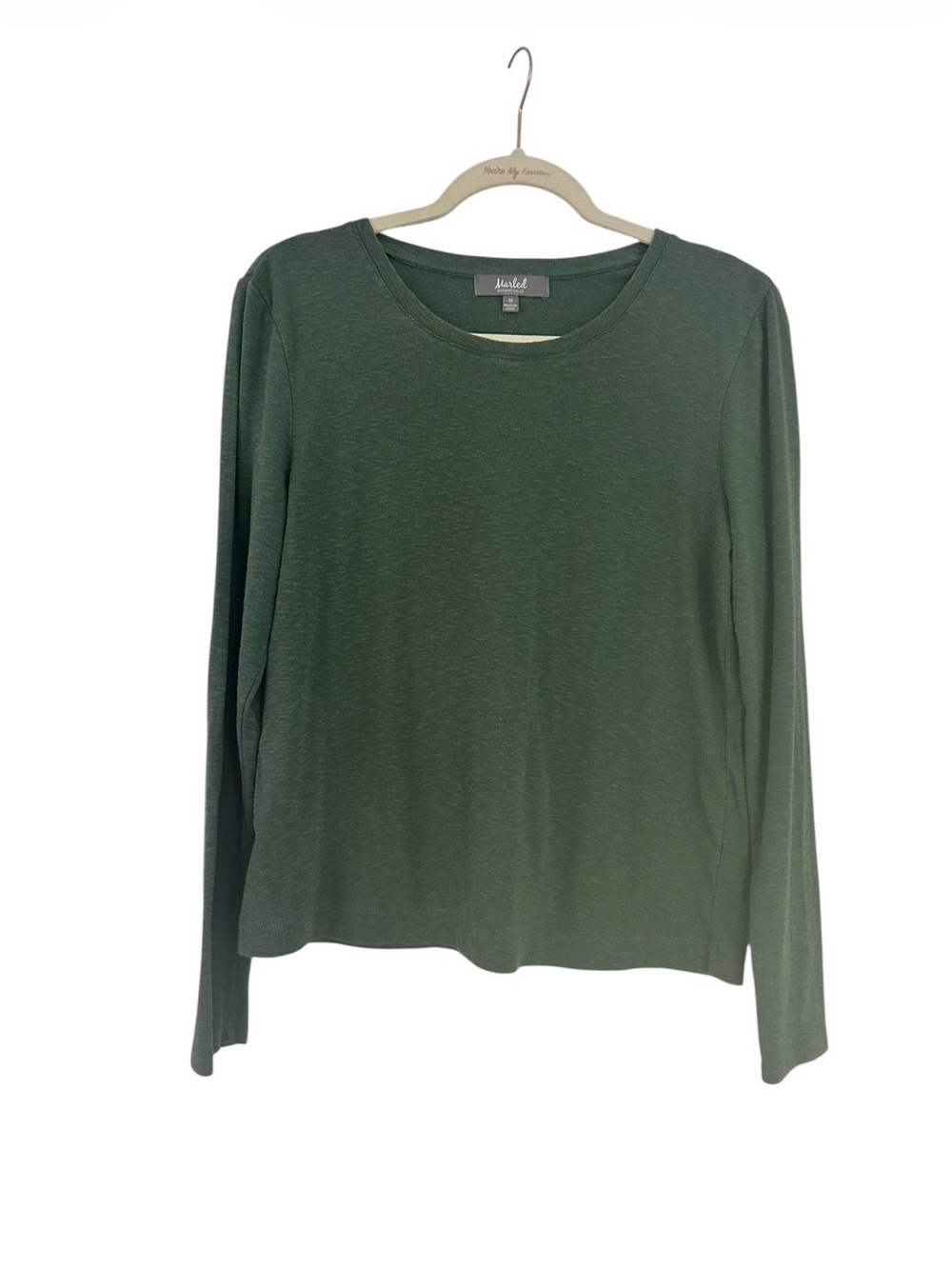 Marled Green Long-Sleeve Crewneck Top
